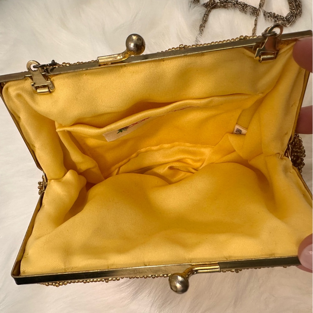 Gold Beaded Shell Clutch - Picture 6 of 7